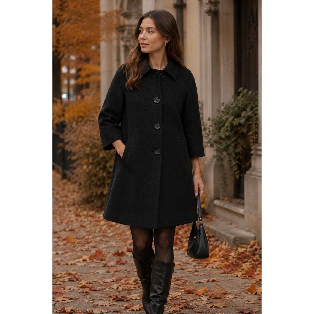 Michael Michael Kors Coat Women XS Black Textured A Line Swing Classic Jacket